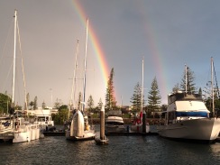 Welcome rainbow in Scarborough marina